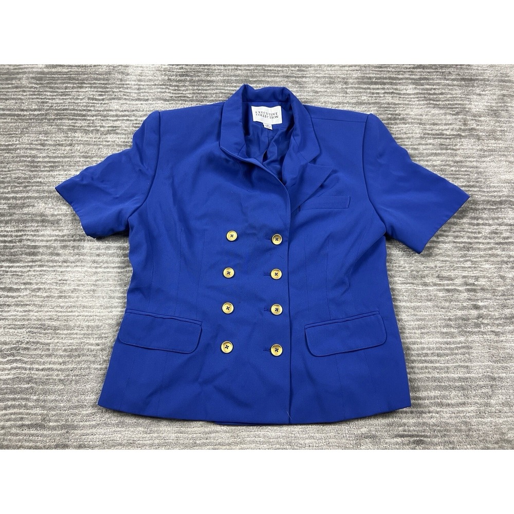 Executive Collection Blazer Womens 16 Royal Blue Short Sleeve Double Breasted